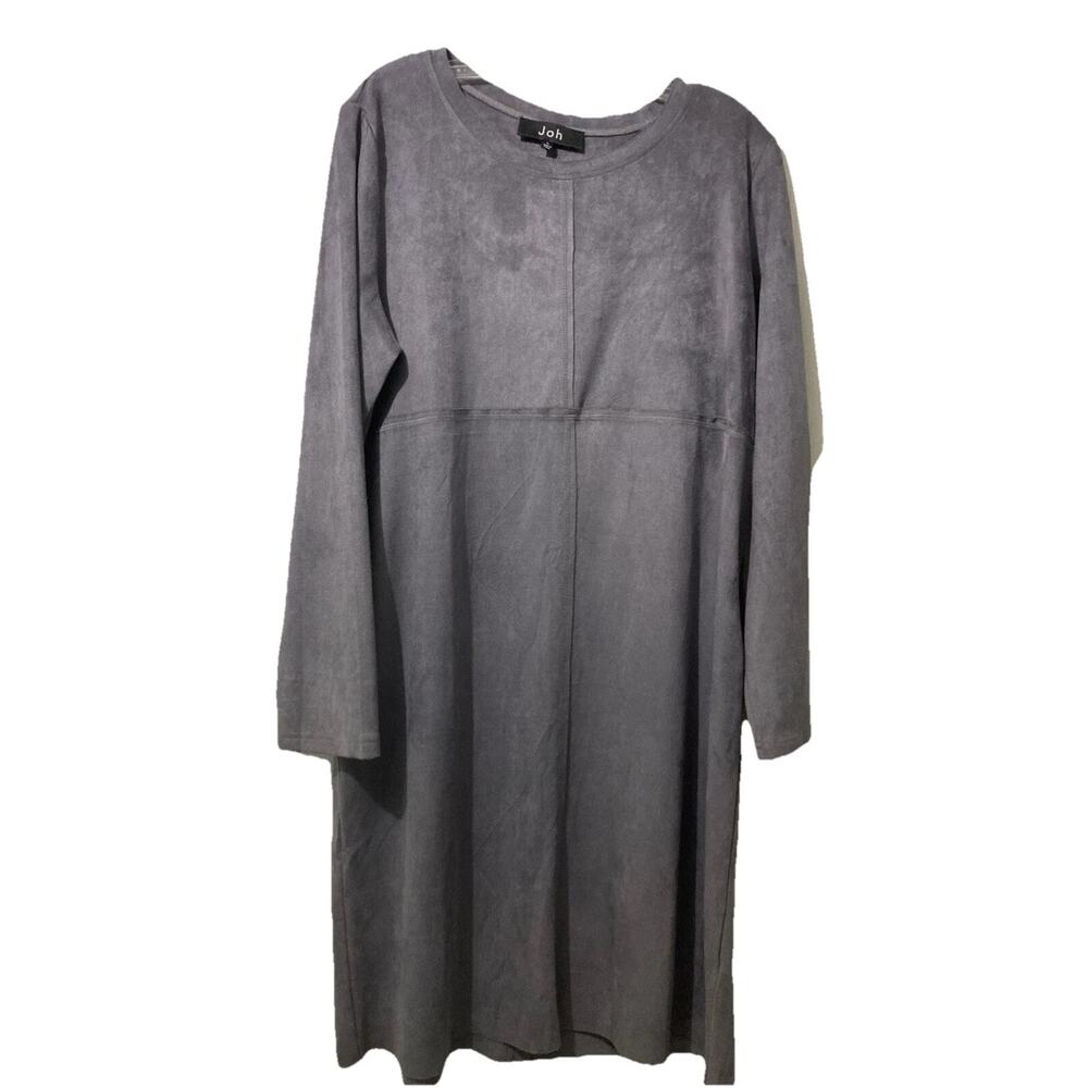 Joh Midi Dress Suede Look Dusty Purple Lavender Long Sleeve Women’s Size Large - Picture 1 of 7